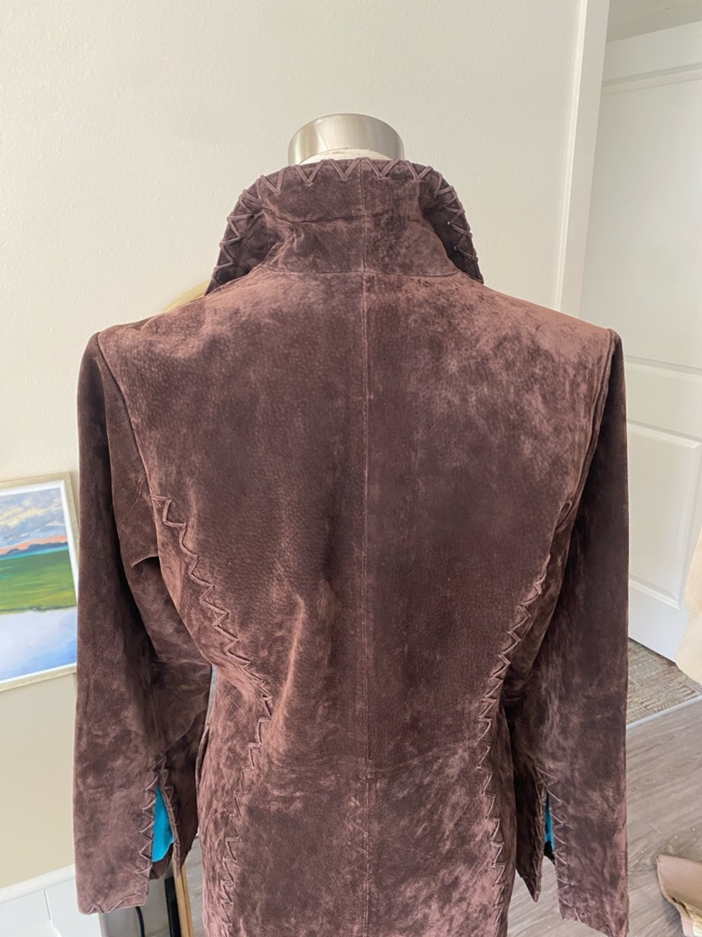 Vintage Y2K Saguaro Whipstitch Leather Coat - Picture 8 of 15